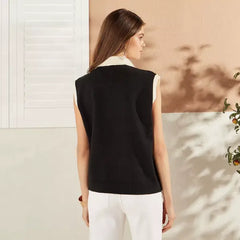 Colourblock Sleeveless Sweater Black