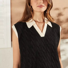 Colourblock Sleeveless Sweater Black