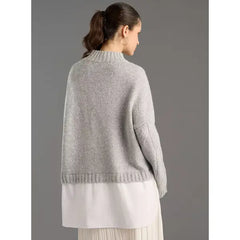 Cable Knit Twofer Top gray