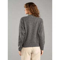 Floral Embroidered Jacquard Sweater Gray