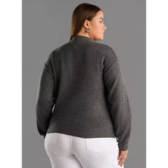 Floral Embroidered Jacquard Sweater Gray