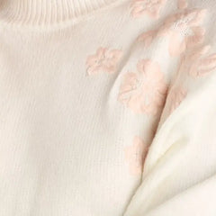 Floral Embroidered Jacquard Sweater white