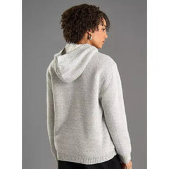 Cable Knit Hooded Cardigan white