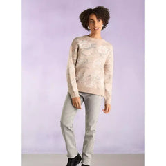 Floral Print Jacquard Sweater Brown
