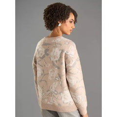 Floral Print Jacquard Sweater Brown