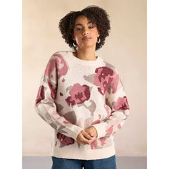 Floral Print Jacquard Sweater Cream