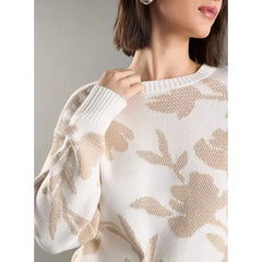 Floral Jacquard Sweater White
