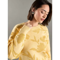Floral Jacquard Sweater Yellow