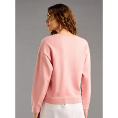 Bow Accent Jumper with Long Sleeves pink