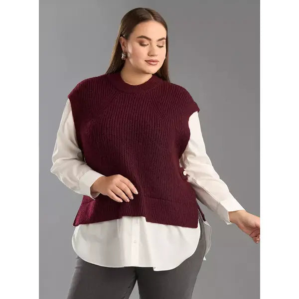 Textured Twofer Top red