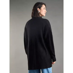 Plain Open Front Cardigan Black