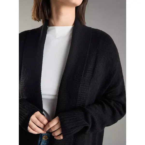 Plain Open Front Cardigan Black