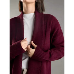 Plain Open Front Cardigan Red
