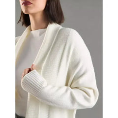 Plain Open Front Cardigan White