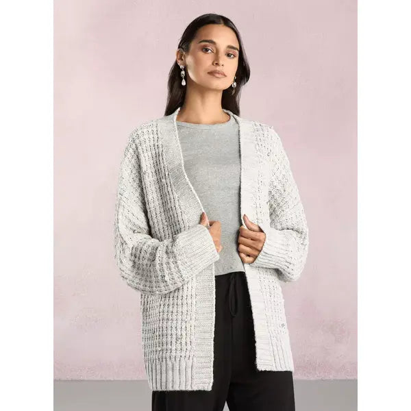 Pearl Embellished Cardigan gray