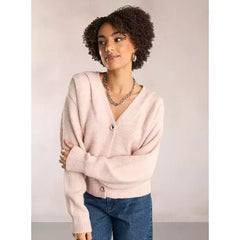 Textured Cardigan with Button Closure Pink
