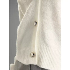 Textured Cardigan with Button Closure White