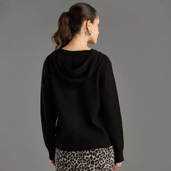 Textured Hooded Jumper black