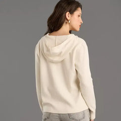 Textured Hooded Jumper White