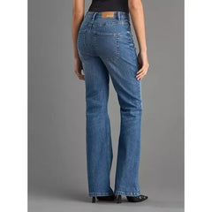MAX FASHION Plain Crosshatch Flared Jeans-Blue