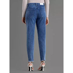 MAX FASHION High Waist Mom Jeans-Blue