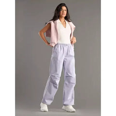 MAX FASHION Plain Parachute Jeans with Pockets-purple