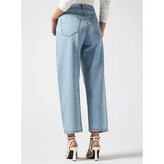 MAX FASHION Frayed Detail Straight Fit Jeans-Blue