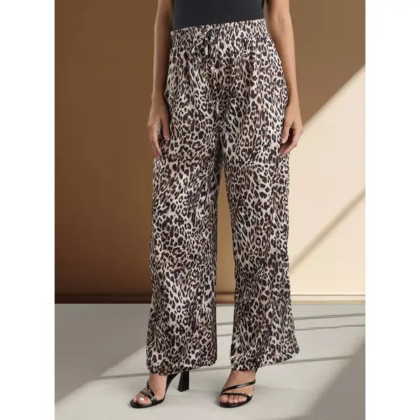 MAX FASHION Animal Print Wide Leg Maternity Pants-Multicolour