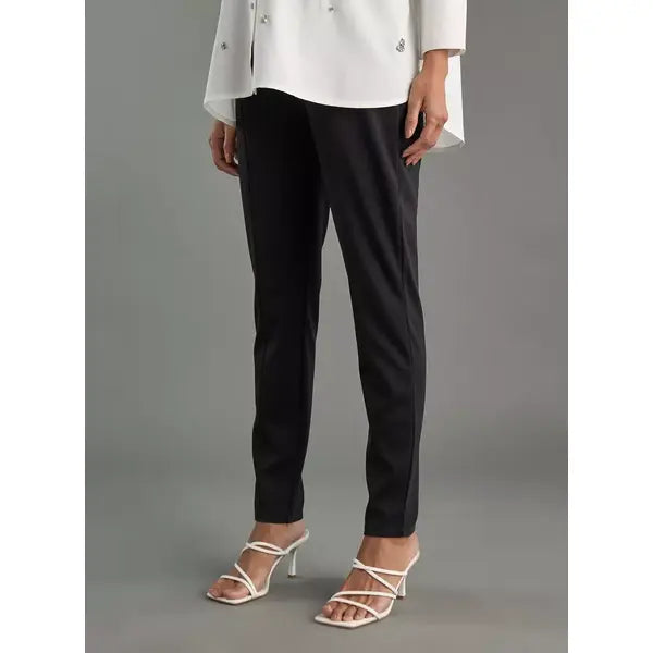 MAX FASHION Plain Ponte Leggings-Black