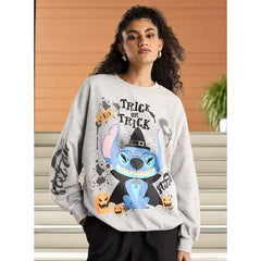 MAX FASHION Stitch Print Sweatshirt-Gray