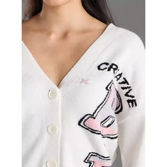 Typographic Print Oversized Cardigan