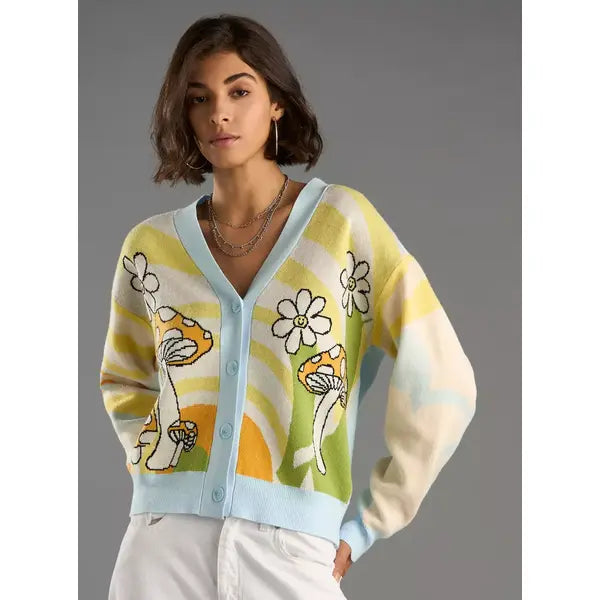Mushroom Detail Button Through Cardigan