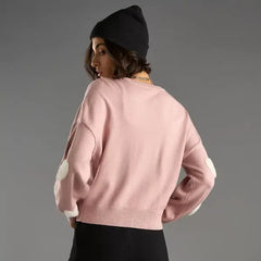 Heart Textured Sweater Pink