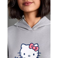 MAX FASHION Hello Kitty Print Hooded Sweatshirt-Gray