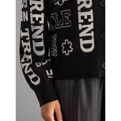 All-Over Typographic Detail Button Through Cardigan