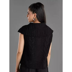 Zip Through Cable Knit Sweater Vest