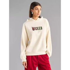 MAX FASHION Wicked Print Oversized Hooded Sweatshirt-White