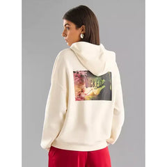 MAX FASHION Wicked Print Oversized Hooded Sweatshirt-White