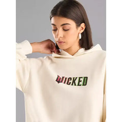 MAX FASHION Wicked Print Oversized Hooded Sweatshirt-White