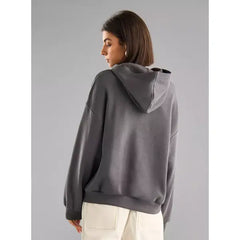 MAX FASHION Snoopy Print Hooded Sweatshirt-Gray