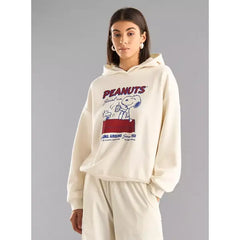 MAX FASHION Peanuts Print Hooded Sweatshirt-Brown