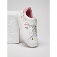 Typography Print High Top Sneakers with Hook and Loop Closure White