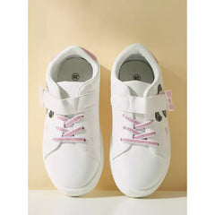 Panda Print Sneakers with Hook and Loop Closure  White