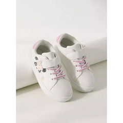 Panda Print Sneakers with Hook and Loop Closure Cream
