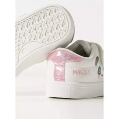 Panda Print Sneakers with Hook and Loop Closure Cream