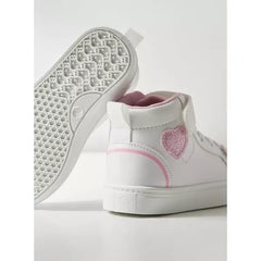 Panelled High-Top Sneakers with Hook and Loop Closure white
