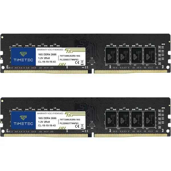 Timetec 32GB KIT (2x16GB) DDR4 2666MHz (PC4-2666V) PC4-21300 UDIMM Desktop RAM –CL19 DIMM Memory