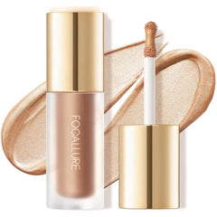 FOCALLURE Shimmer Liquid Highlighter, Smooth Cream Formula and Non-greasy Finish,Delivers a Natural Glow, Long Lasting Illuminator Highlighter Face Enhancing Makeup