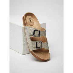 MAX FASHION Embellished Cork Sandals with Buckle Closure-Cream