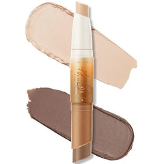 FOCALLURE 2 in 1 Cream Bronzer and Highlighter Stick,Non-greasy & Non-drying Contour Pencil,Easy to Create a Natural Matte Finishing,Long Lasting & Waterproof Face Brighten Make up Pen